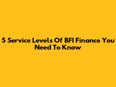 5 Service Levels Of BFI Finance You Need To Know