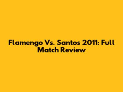Flamengo Vs. Santos 2011: Full Match Review