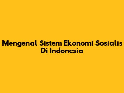 Mengenal Sistem Ekonomi Sosialis Di Indonesia