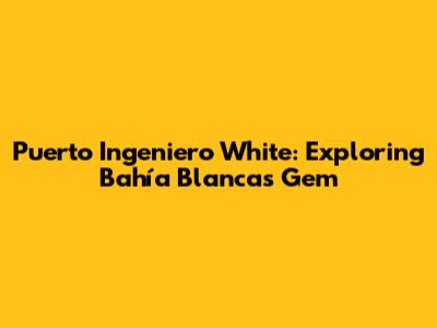 Puerto Ingeniero White: Exploring Bahía Blanca's Gem