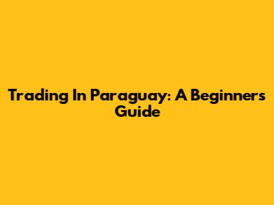 Trading In Paraguay: A Beginner's Guide